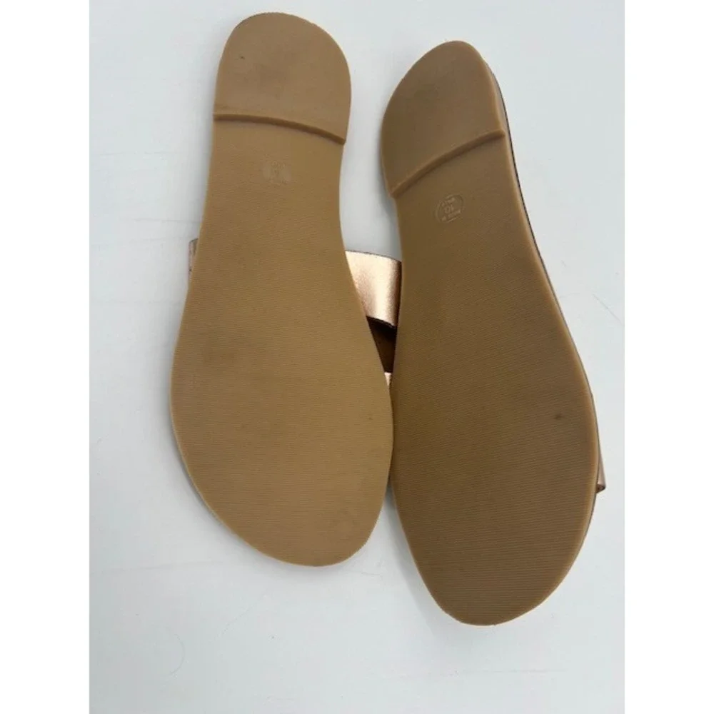 Steven by Steve Madden Greece Sandals Womens 10 Rose Gold Good Metallic Slides